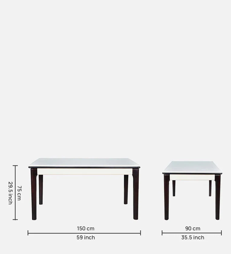 Marble 6 Seater Dining Set in White & Black Colour