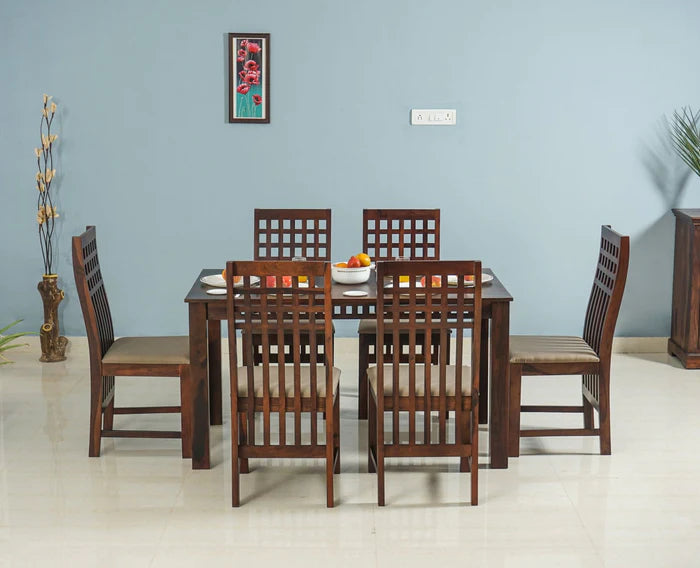 Capucine Sheesham Wood 6 Seater Dining Table Set with 6 Chair for Dining Room
