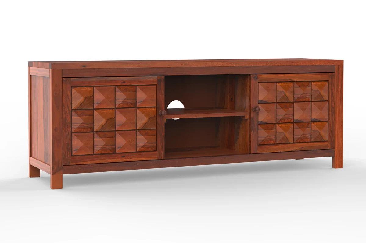 Pluto Sheesham Wood TV Unit In Reddish Rosewood