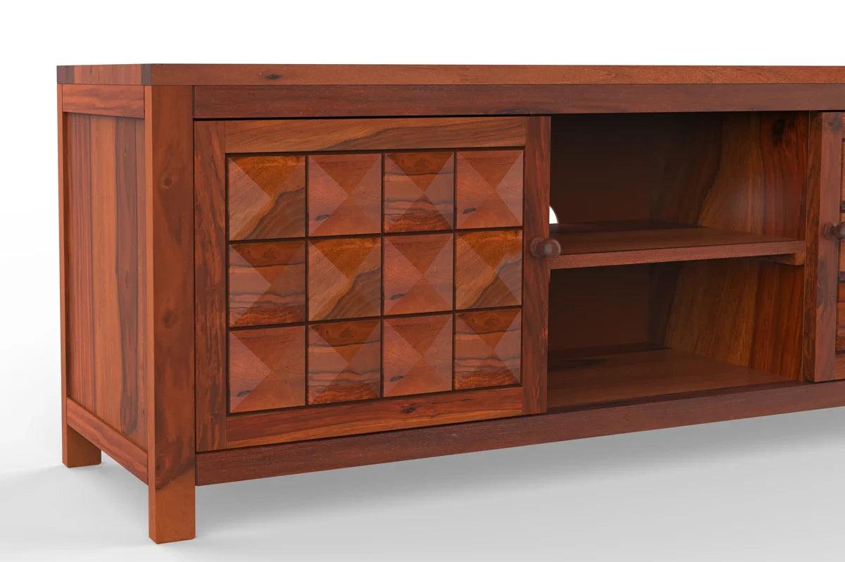 Pluto Sheesham Wood TV Unit In Reddish Rosewood