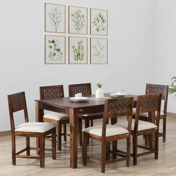 Sheesham wood dining 2025 table set 6 seater