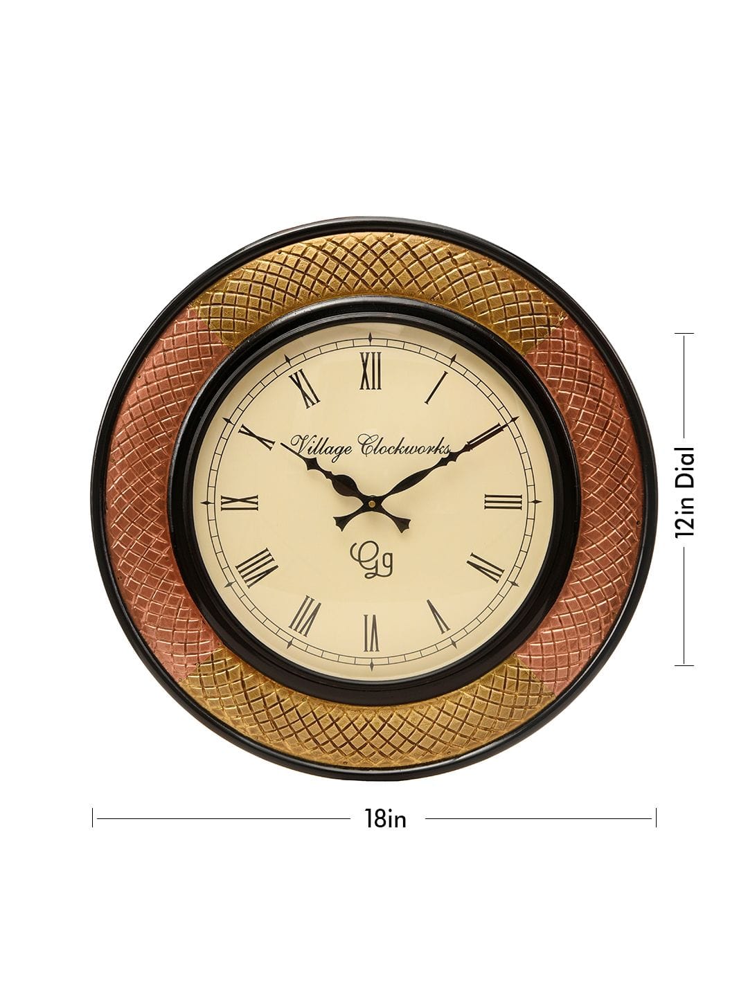 Round Polish with Metal Brass 18 Inches Wall Clock