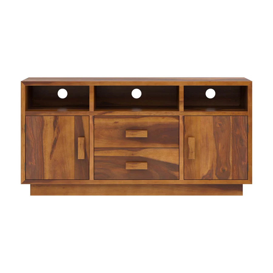 BAARA SOLID WOOD TV MEDIA STAND WITH DRAWERS