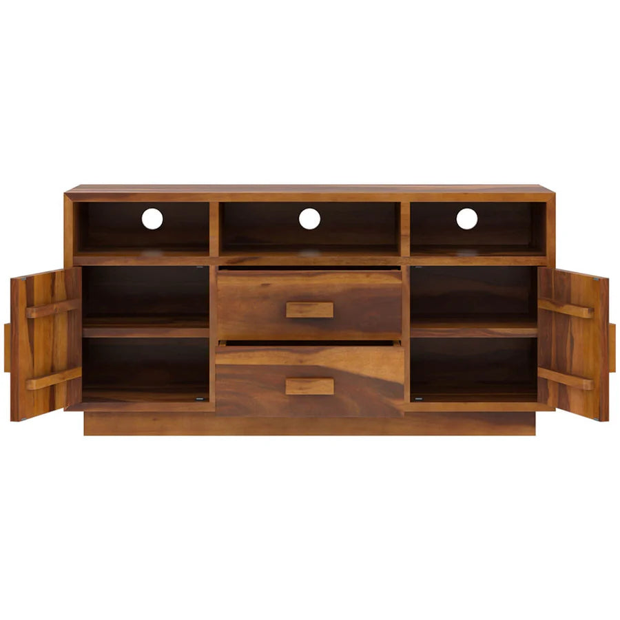 BAARA SOLID WOOD TV MEDIA STAND WITH DRAWERS