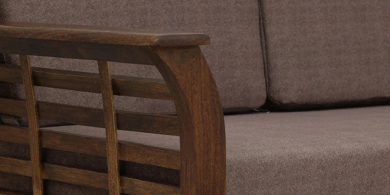 Sheesham Wood 3 Seater Sofa In Scratch Resistant Brown & Provincial Teak Finish