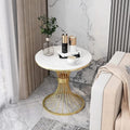 Maeve Marble & Metal Sofa Side Table for Living Room