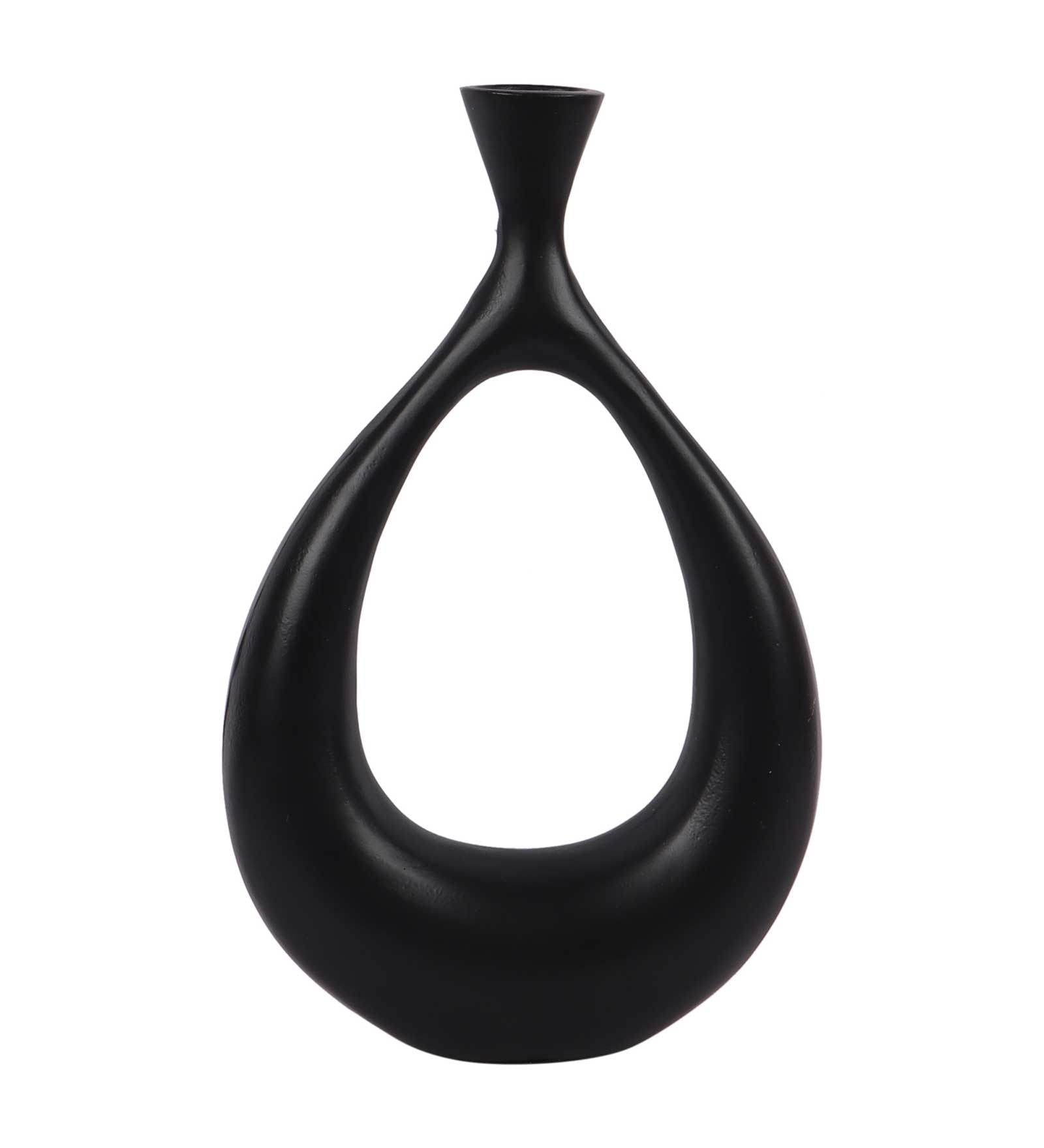 Raw Black Pendo Aluminium Oblong Table Vase In Raw Finish,