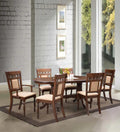 Solid Wood 6 Seater Dining Set in Brown Colour