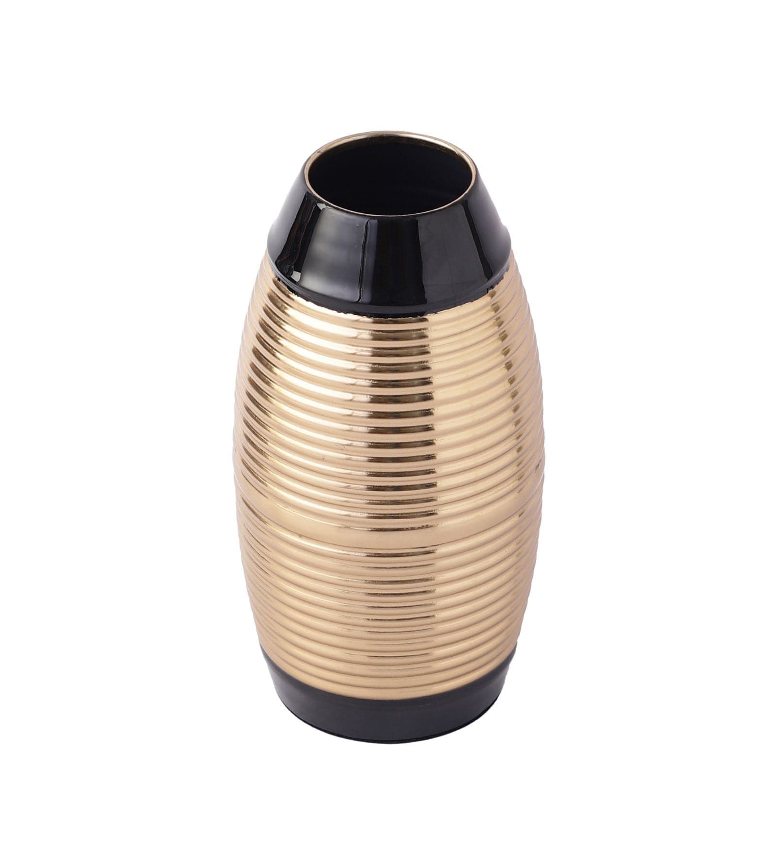 Regal Black and Gold Banded Enamel Vase,