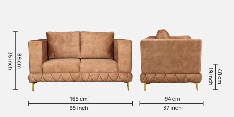 Velvet Fabric 2 Seater Sofa In Brown Colour - Ouch Cart 