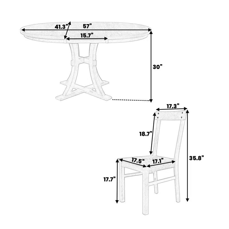 Dining Table Set, Kitchen Table Set with 15.7" Removable Leaf - Ouch Cart 