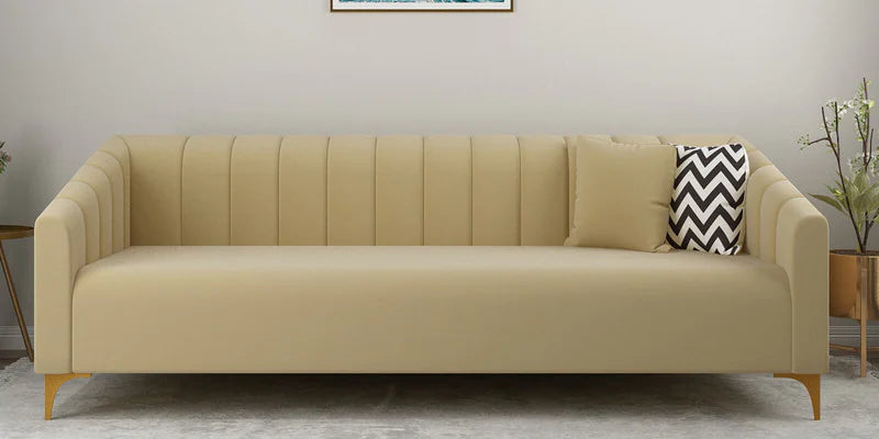 Velvet 3 Seater sofa in Bone White colour