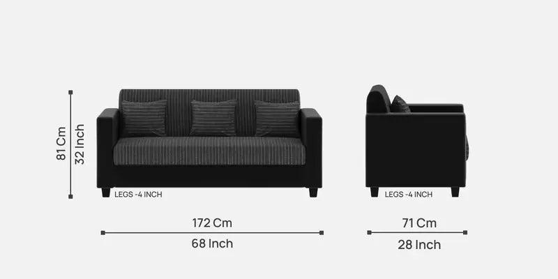 Fabric 3 Seater Sofa In Lama Black Colour - Ouch Cart 