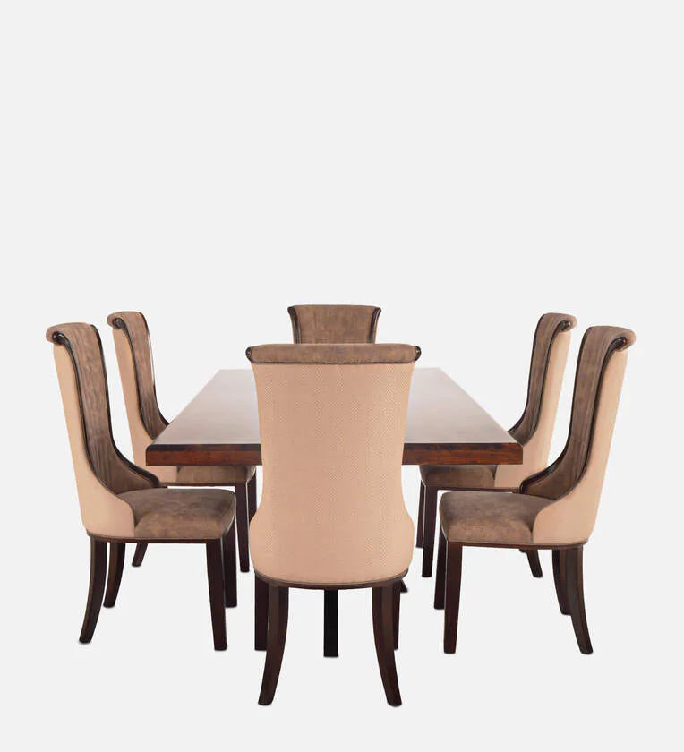 Solid Wood 6 Seater Dining Sets In Brown Colour