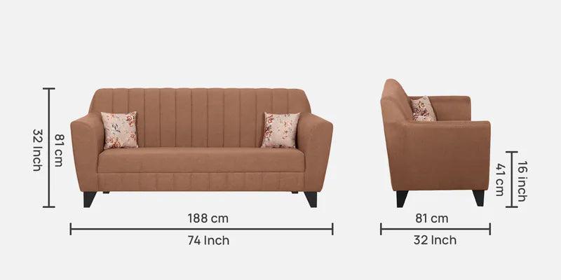 Fabric 3 Seater Sofa In Brown Colour - Ouch Cart 
