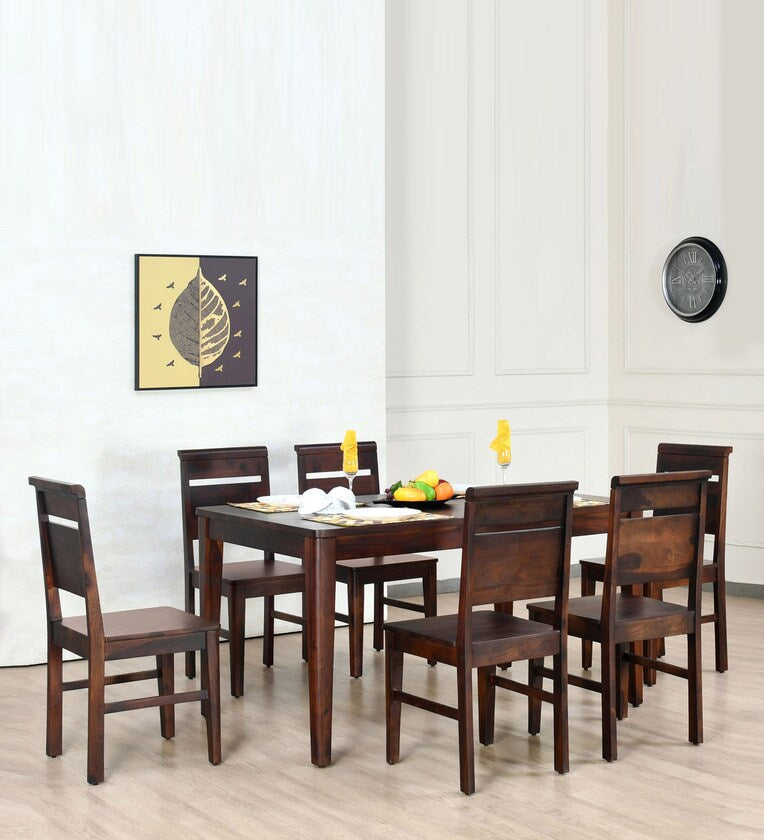 Sheesham Wood 6 Seater Dining Set in Country Light Finish