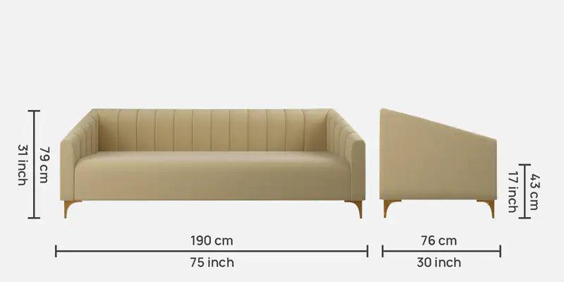 Velvet 3 Seater sofa in Bone White colour - Ouch Cart 