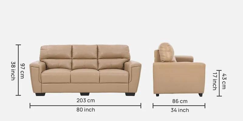 Leatherette 3 Seater Sofa in Beige Colour - Ouch Cart 