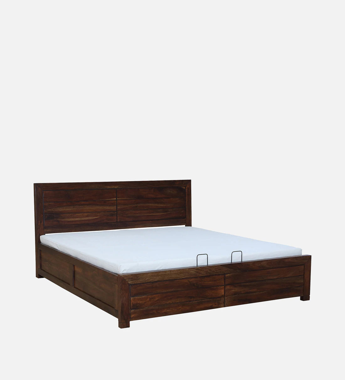 Sheesham Wood King Size Bed In Provincial Teak Finish With Hydraulic Storage