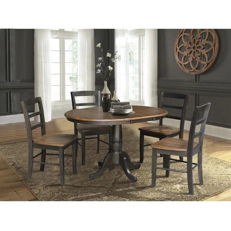 5 - Piece Extendable Solid Wood Pedestal Dining Set - Ouch Cart 