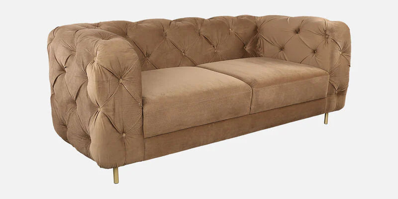 Velvet Fabric 2 Seater Sofa In Brown Colour