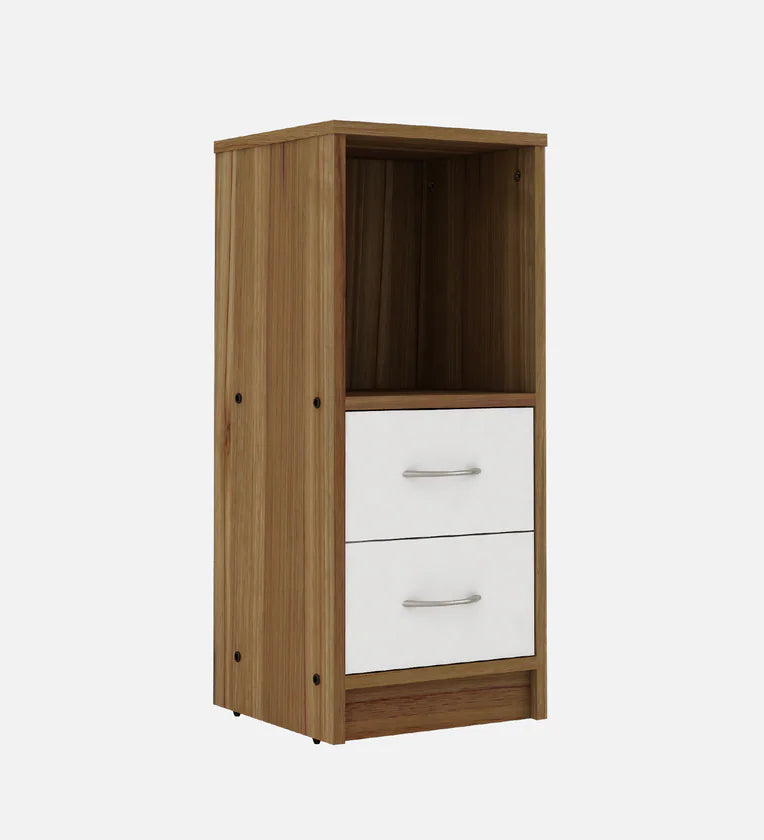 Bedside Table in Lyon Teak & White Finish With 2 Drawers
