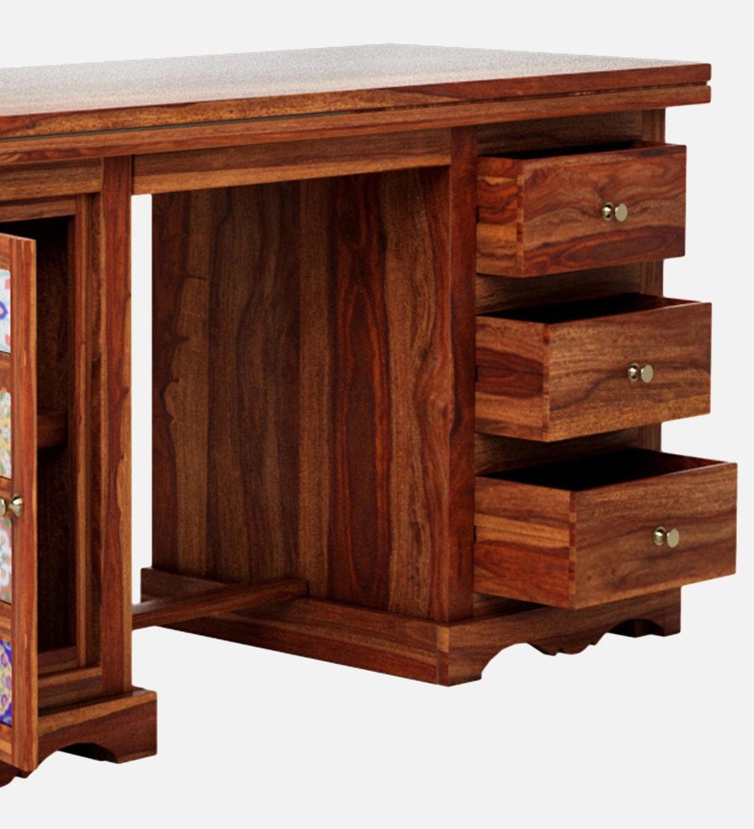 Siramika Sheesham Wood Writing Table In Honey Oak Finish,