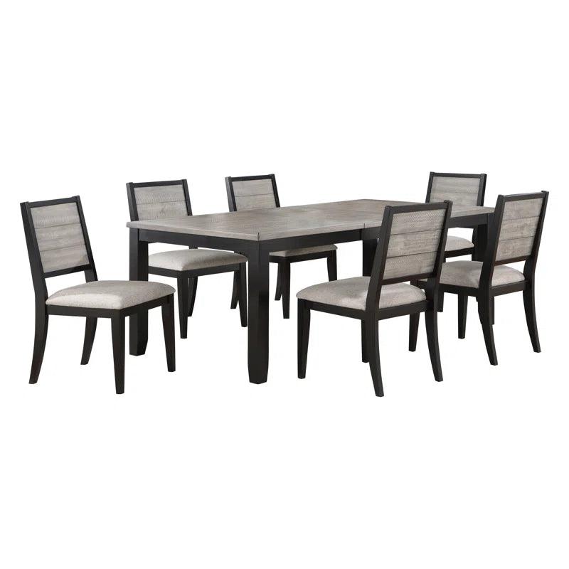 7 - Piece Extendable Dining Set in Gray and Black - Ouch Cart 