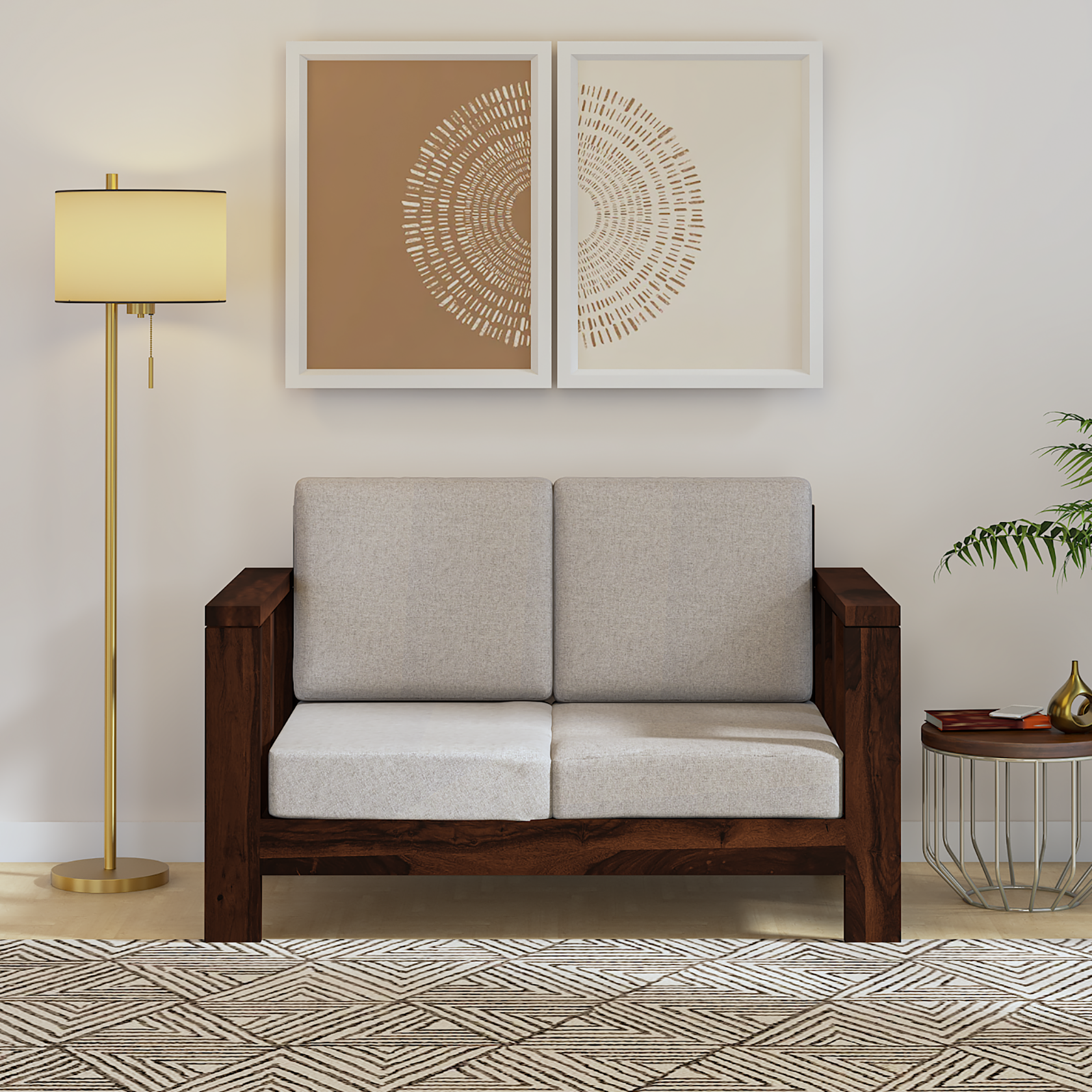 Tranquilcouch Sheesham Wood Sofa In Dark Walnut Color