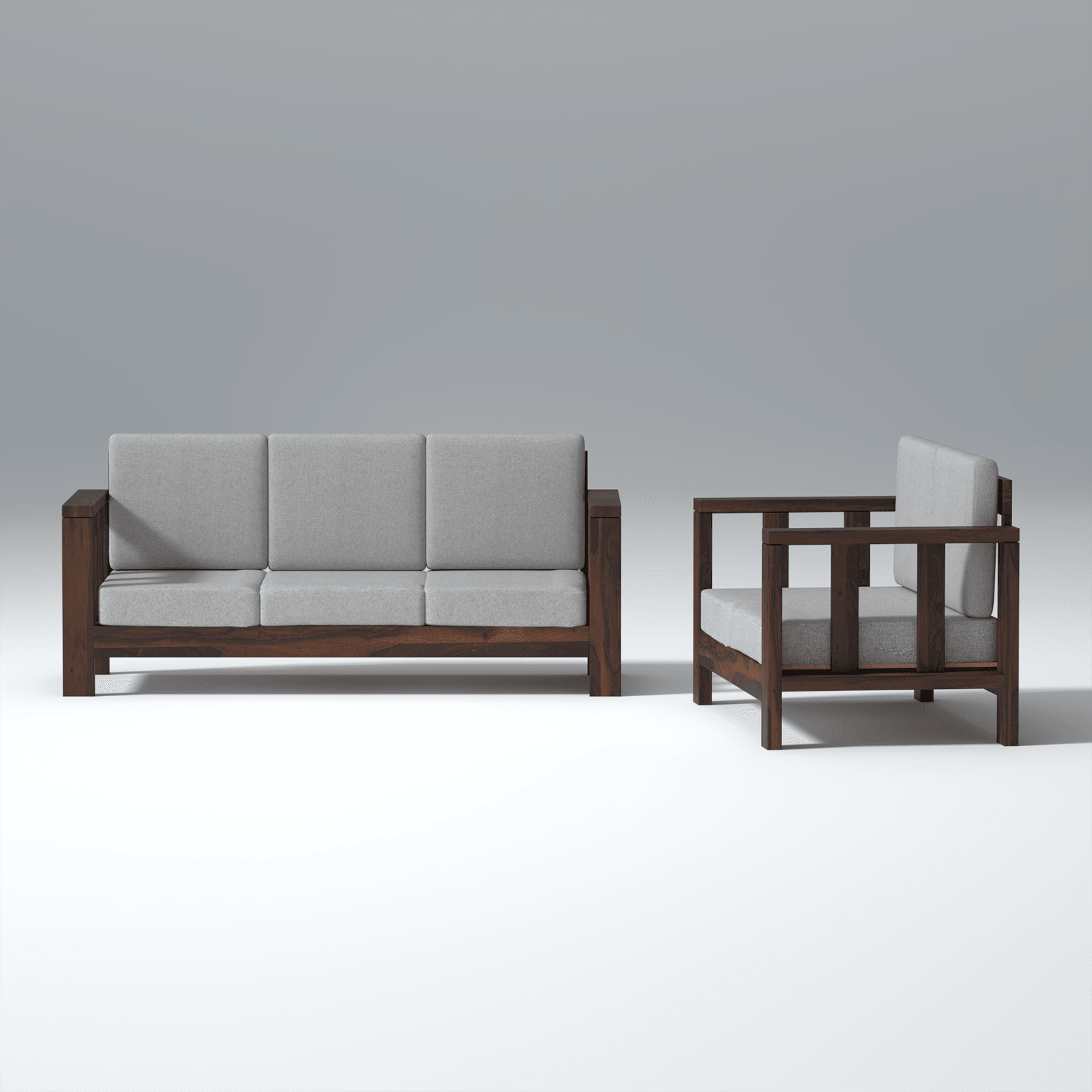 Tranquilcouch Sheesham Wood Sofa In Dark Walnut Color