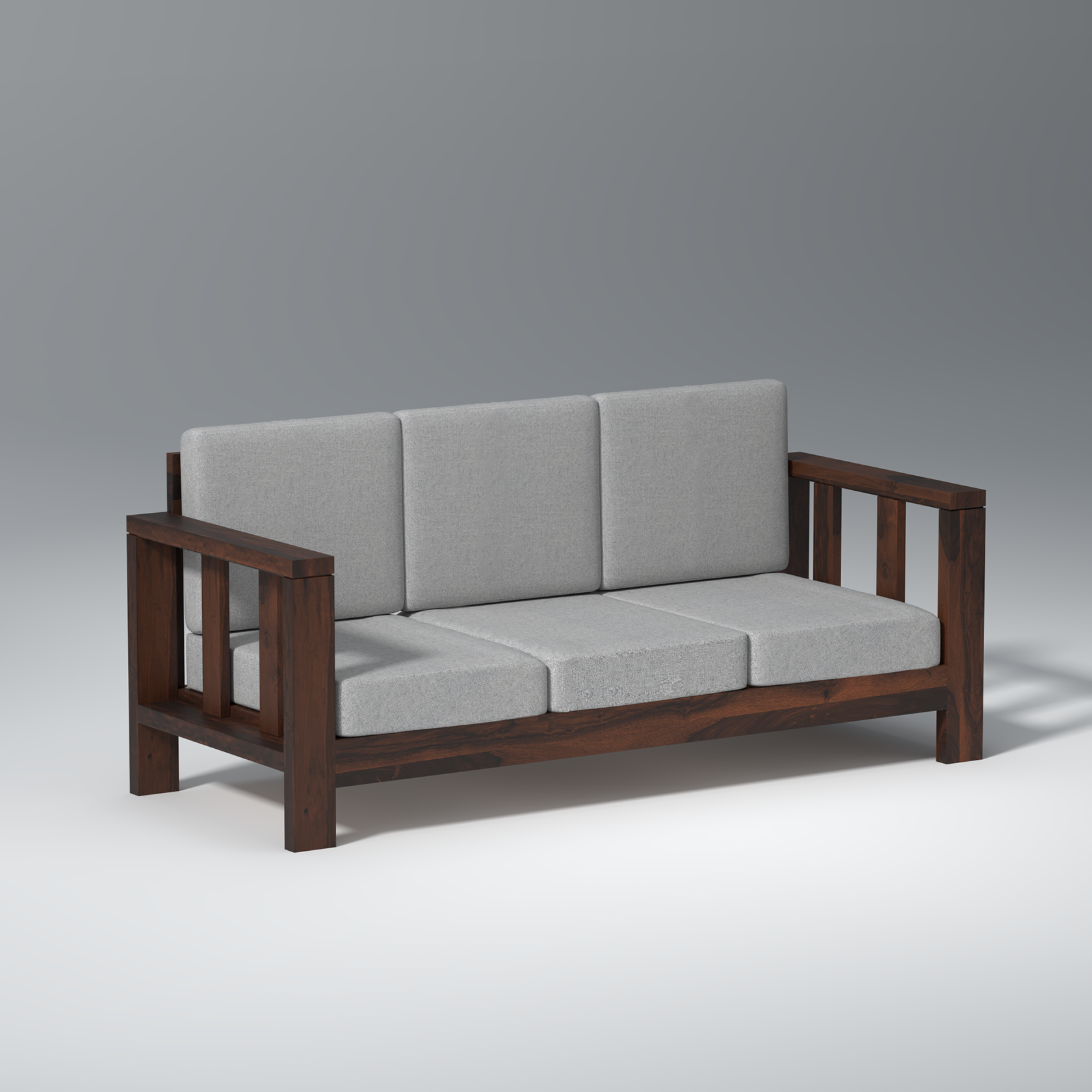 Tranquilcouch Sheesham Wood Sofa In Dark Walnut Color