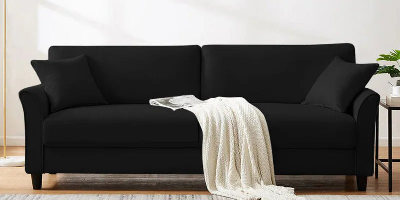 Velvet 3 Seater Sofa in Adam Black Colour