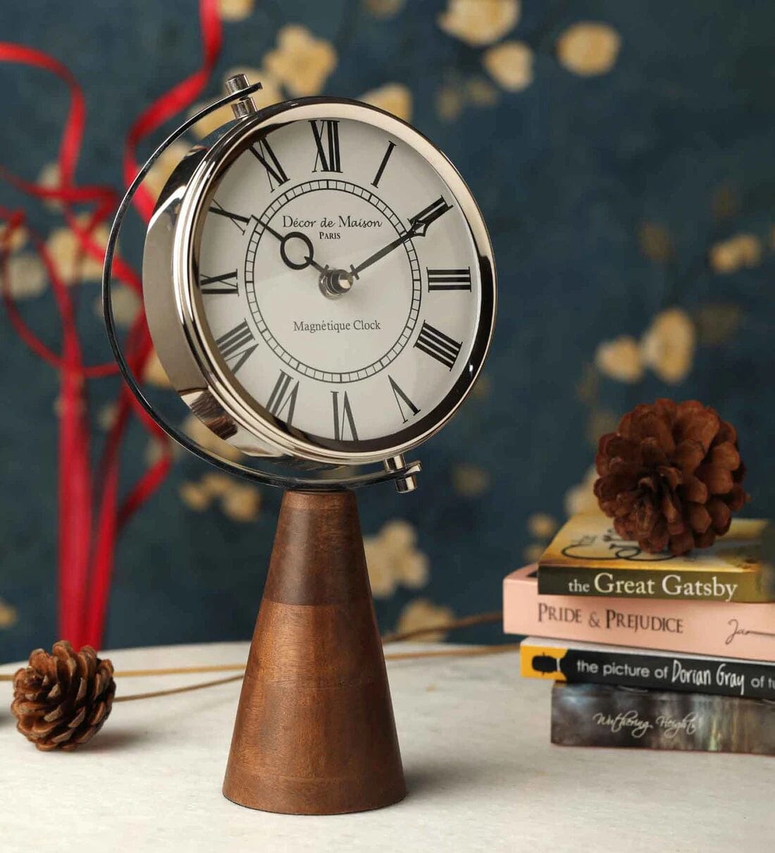 Wood's Pedestal Clock in Reflective Silver
