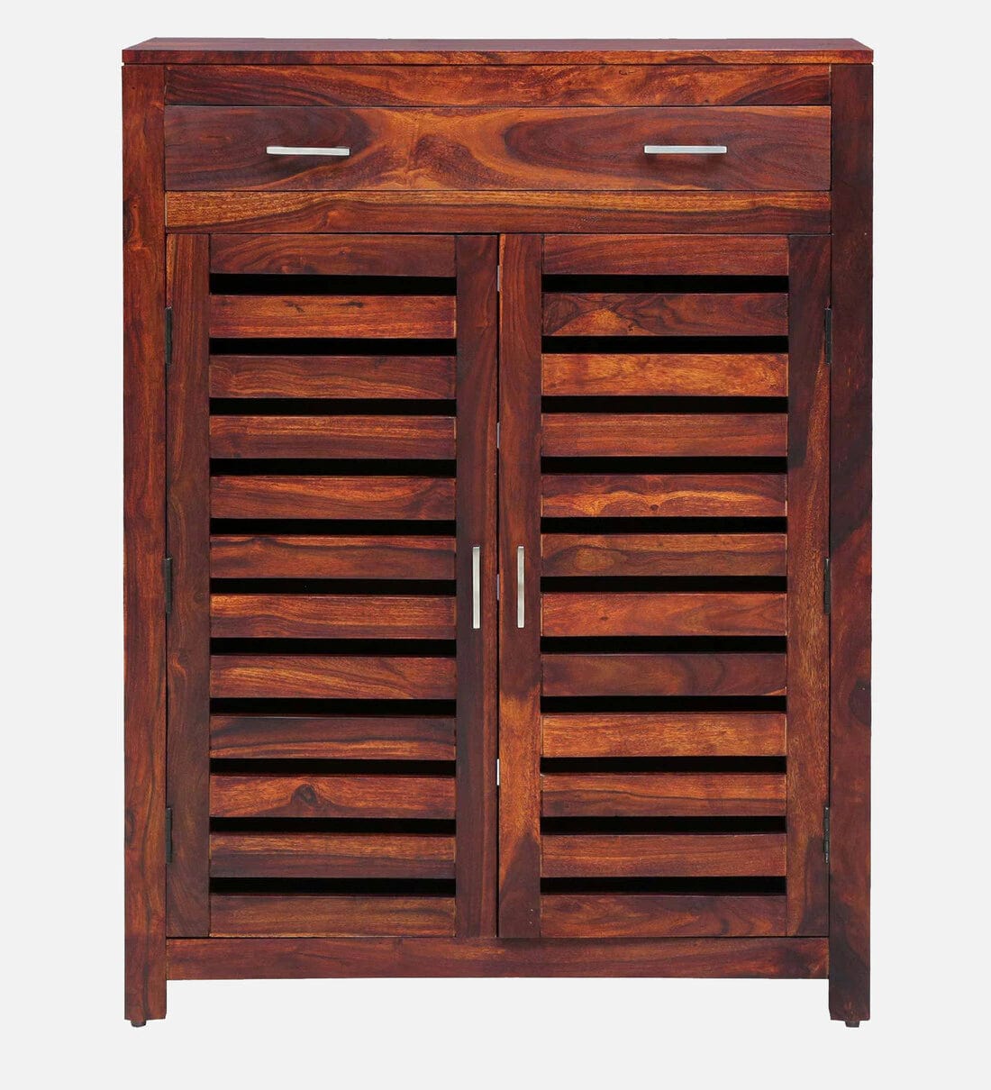 Stigen Sheesham Wood Shoe Cabinet In Honey Oak Finish,