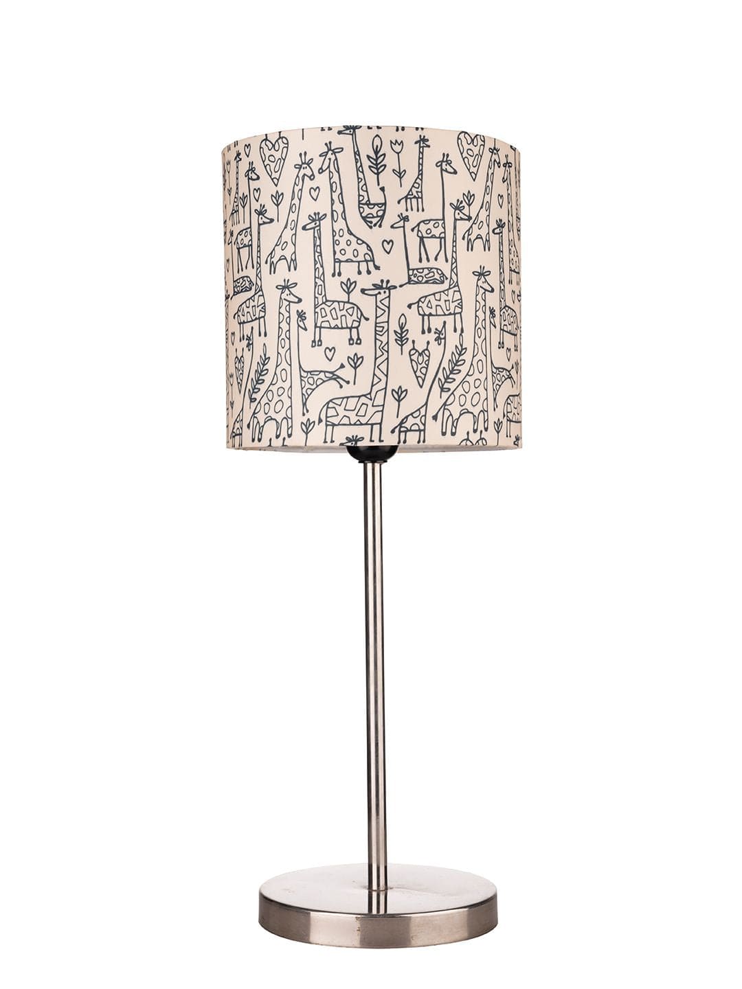 Metal Chrome Finish Lamp with Multicolor Animal Print Shade
