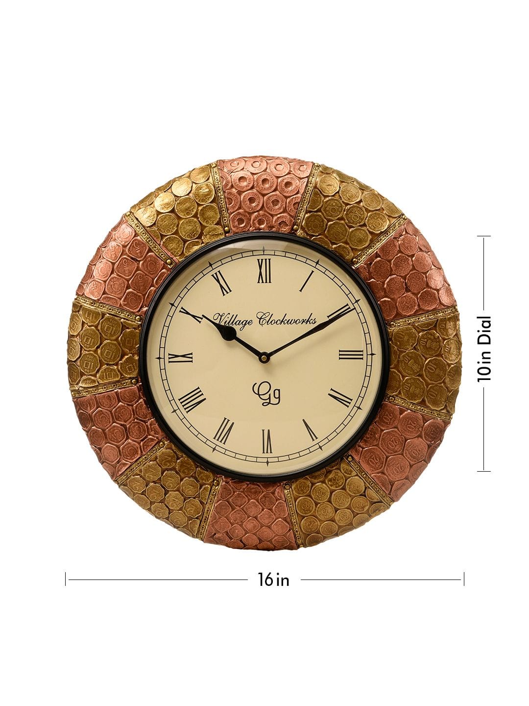 Round Dual Shade New Coin 16 Inches Wall Clock