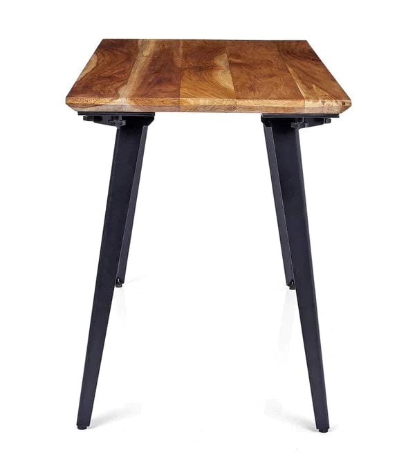 Florian Solid Teak Wood Desk in Black Legs