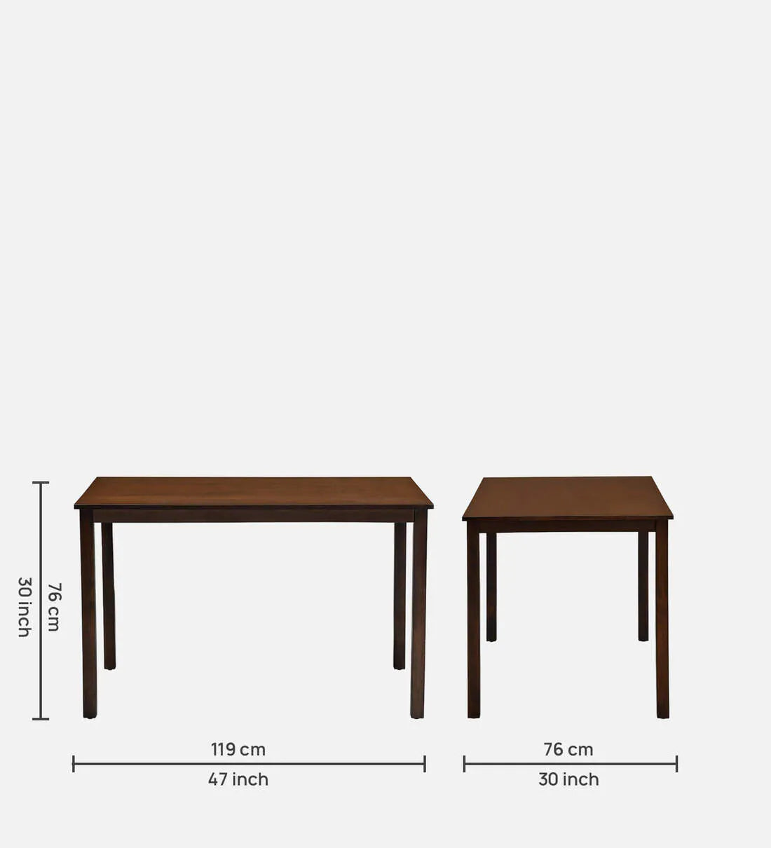 Carven Foaldable 4 Seater Dining Set In Walnut Finish