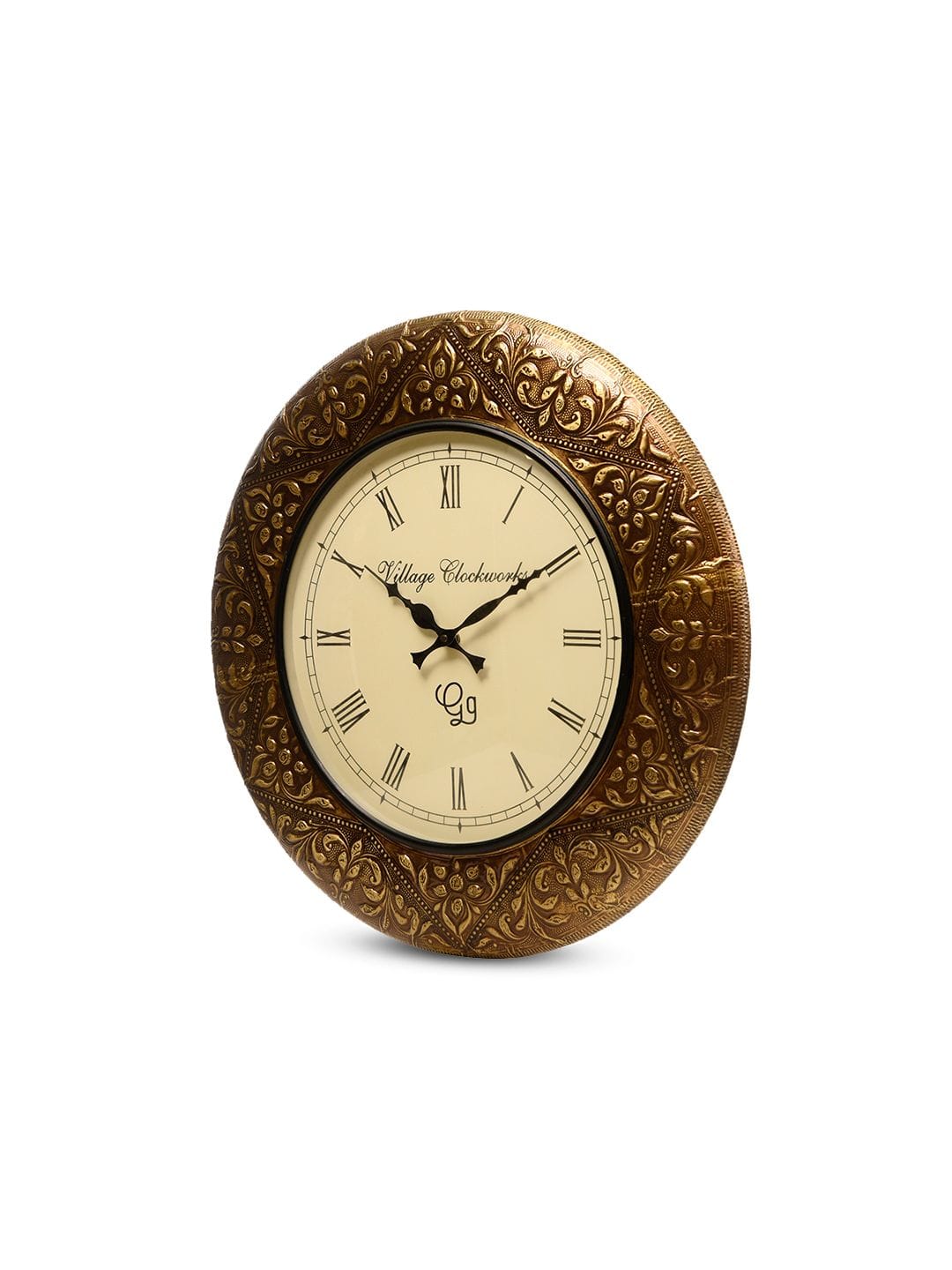 Round Embossed Brass 18 Inches Wall Clock