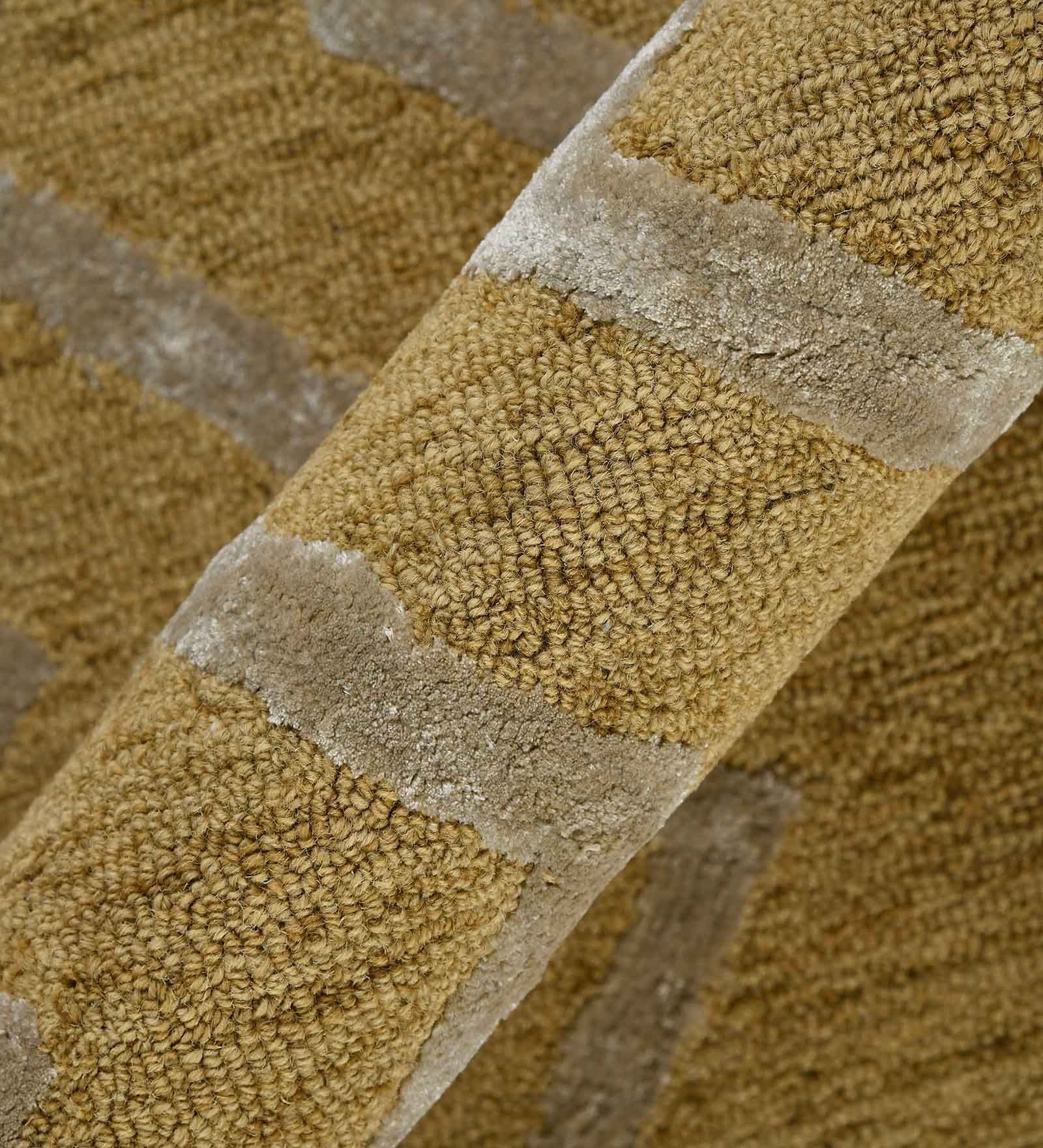 GOLD Wool & Viscose Canyan 5x8 Feet  Hand-Tufted Carpet - Rug