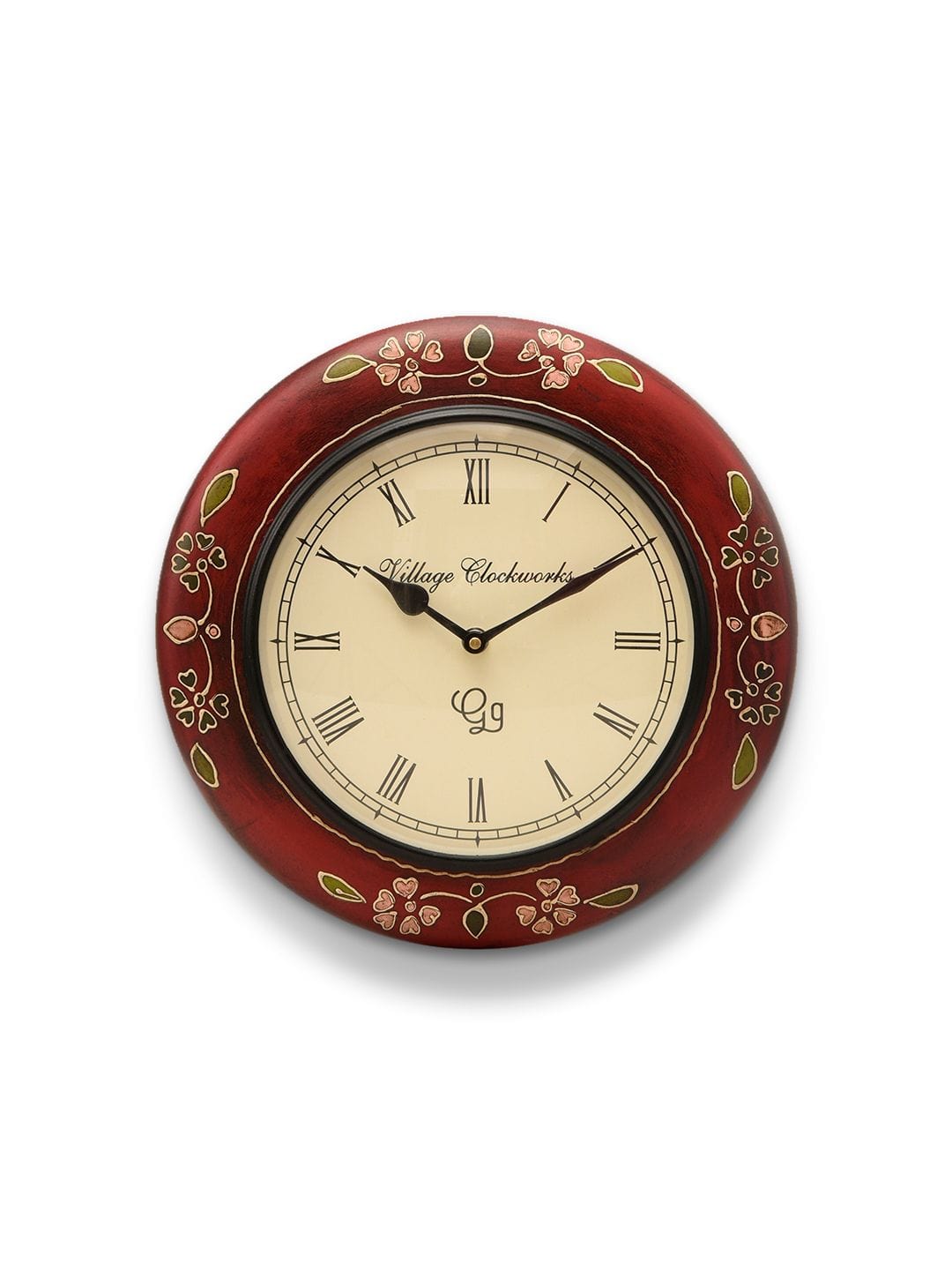 Round Handpainted Wooden 12 Inches Wall Clock