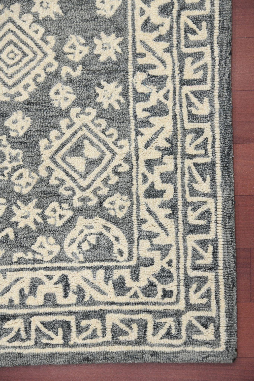 Boston Wool Rugs Slate Gray Wool Boston 4x6 Feet Hand-Tufted Carpet - Rug