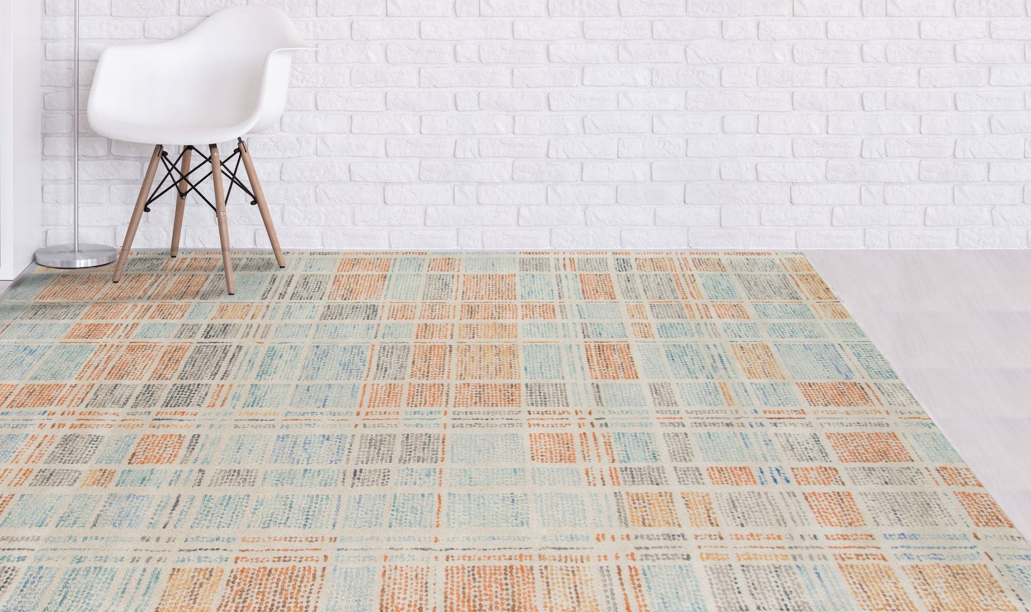 Aqua Blue Wool Vector 5x8 Feet  Hand-Tufted Carpet - Rug