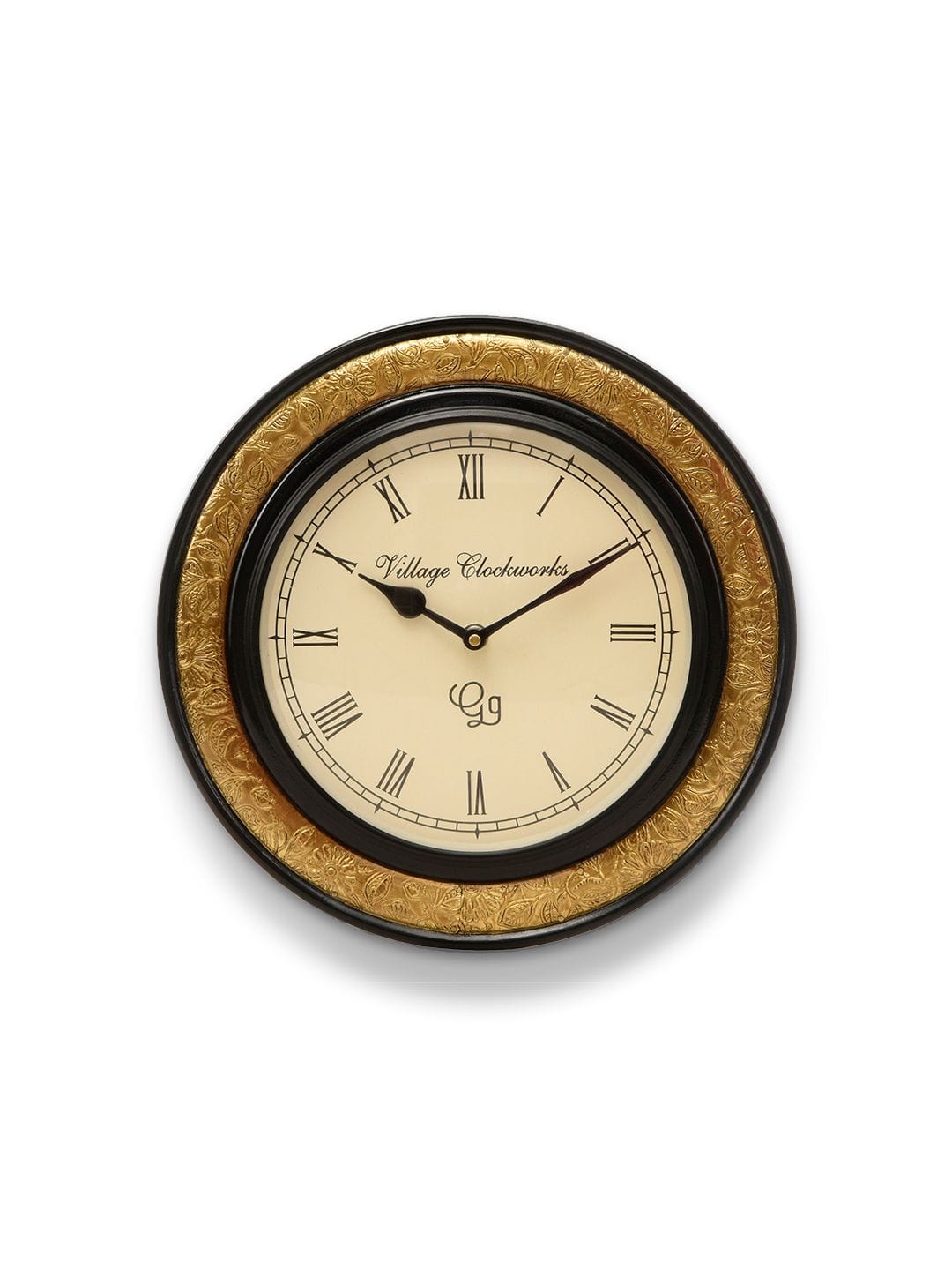 Round Embossed Brass 12 Inches Wall Clock