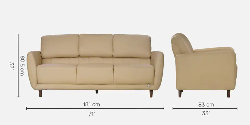 Leather 3 Seater Sofa in Milky White Colour