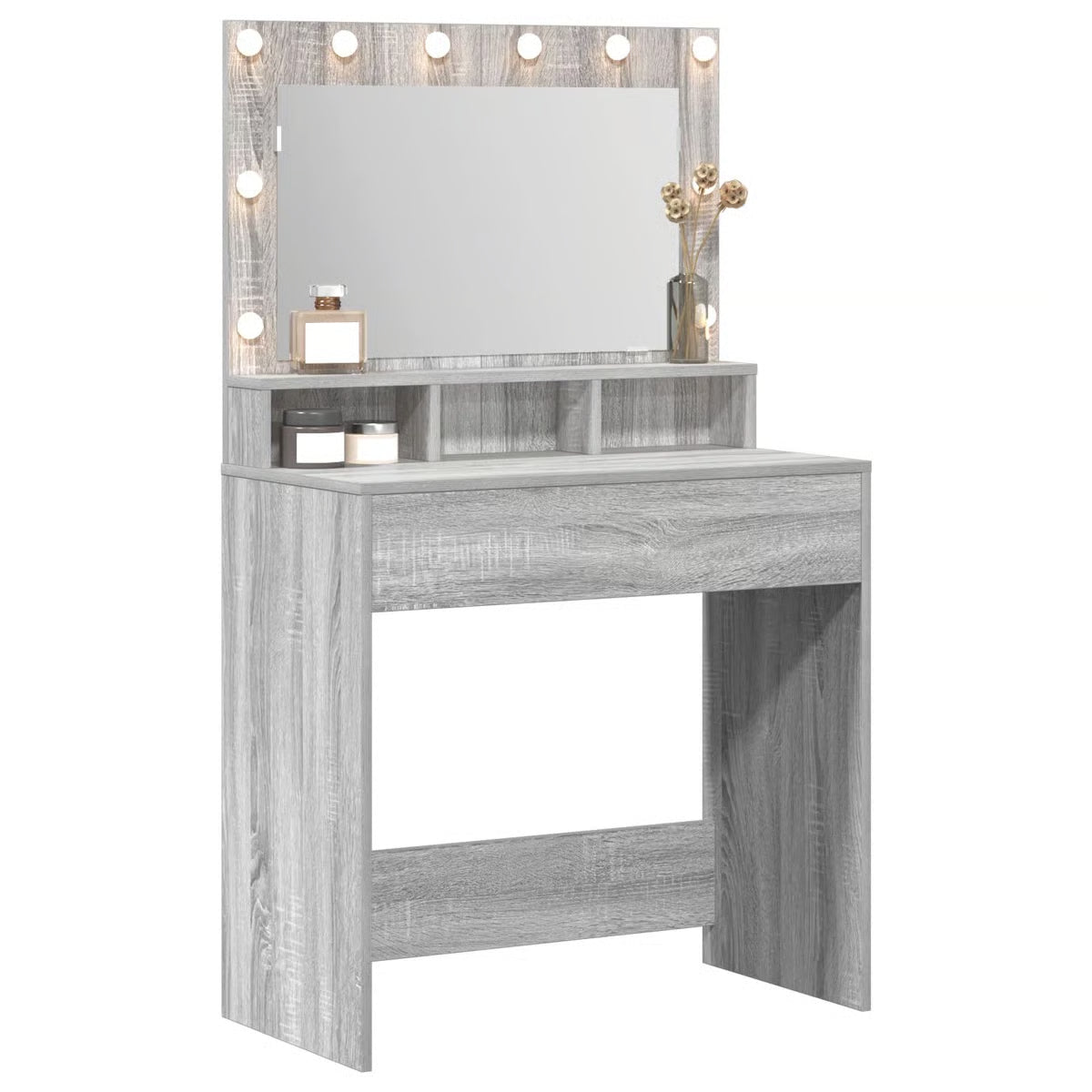 vidaXL Gray Sonoma Dressing Table – Engineered Wood Vanity Desk 31.1"x16.1"x53.1
