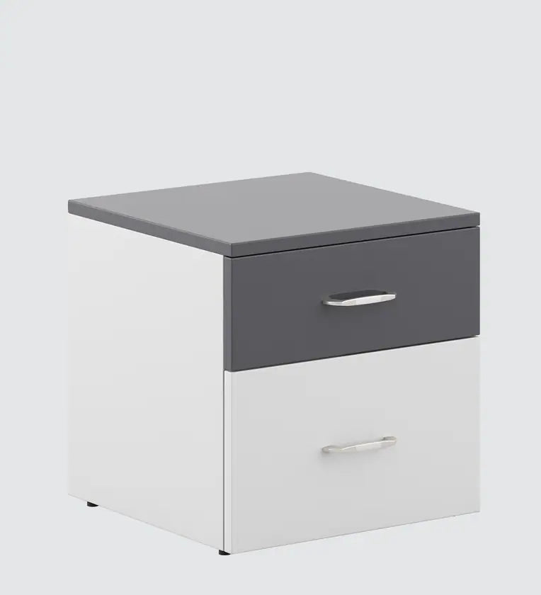 Bedside Table in Grey & Frosty White Finish with Drawers