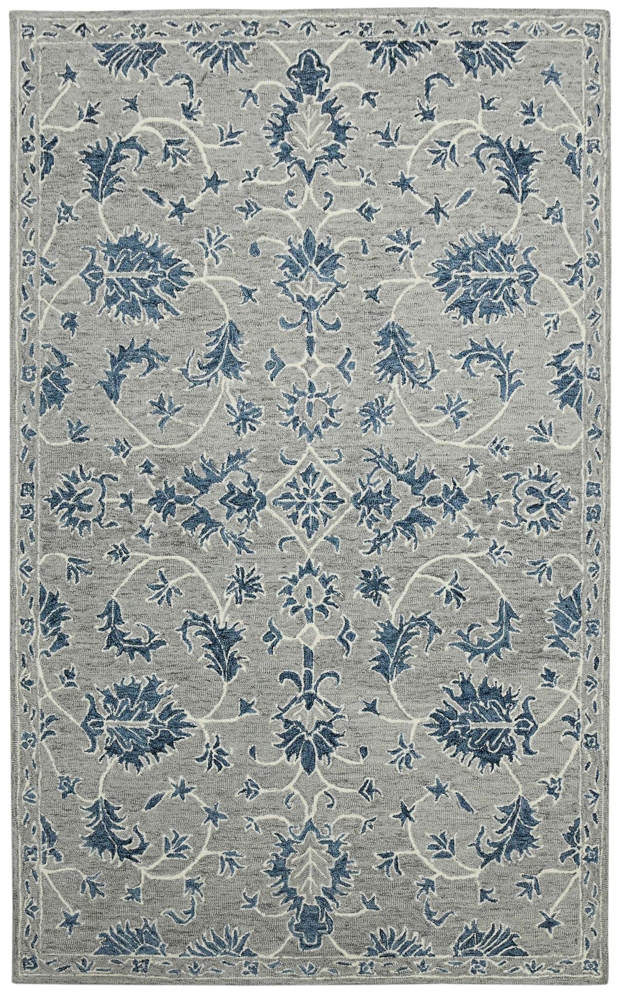Gray Wool Romania 8X10 Feet  Hand-Tufted Carpet - Rug