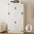 Functional 71'' Farmhouse Armoire Wardrobe Closet with Shelf and Hanging Rod