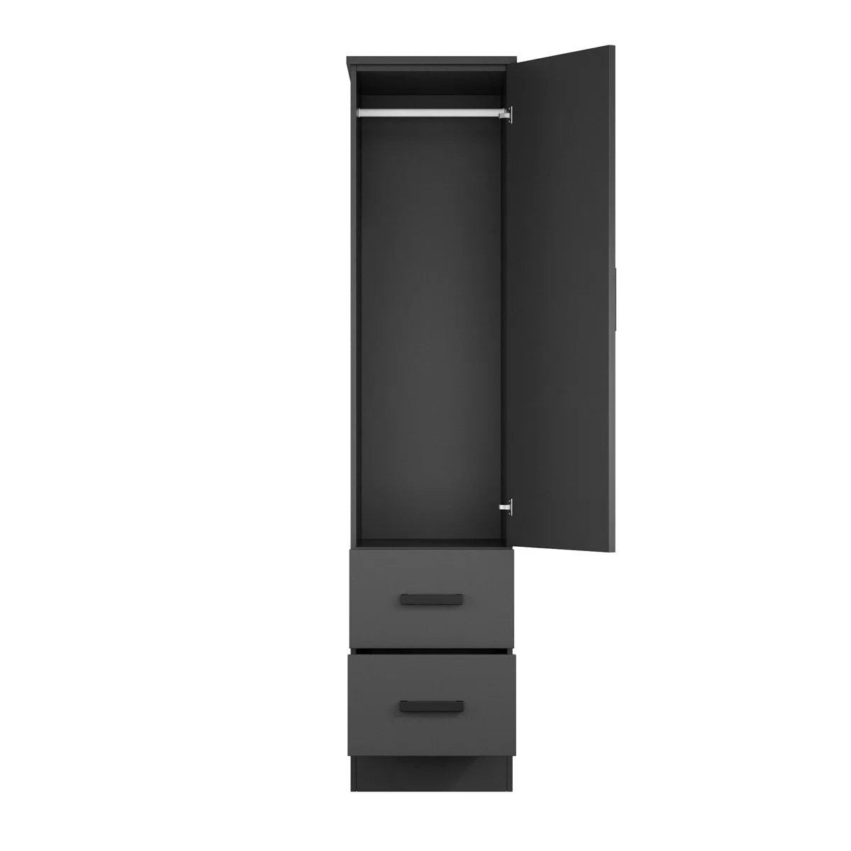 Wardrobe Armoire Closet 2 Drawers Solid Wood Reversible Door for Bedroom-OUCH CART | Wardrobe